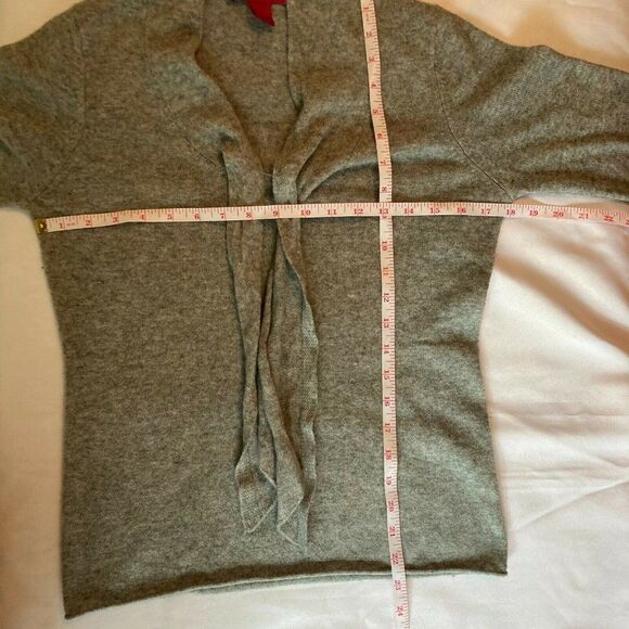 Cashmere Cache Sm Gray Tie Front pullover top Knit - Picture 5 of 8